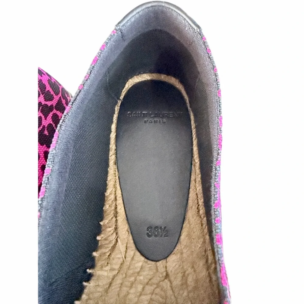 Ysl Pink Heart Animal Print Espadrilles- 36.5